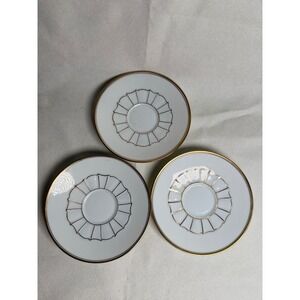 Bing & Grondahl B&G Denmark Gold Trim White Porcelain Saucers 108 B Set of 3